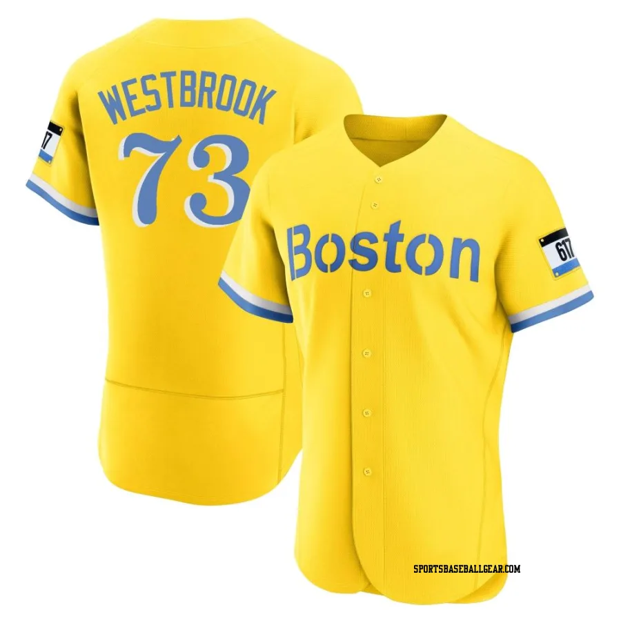 Jamie Westbrook Men's Boston Red Sox Gold/Light Authentic Blue 2021 City Connect Jersey