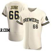 Janson Junk Men's Milwaukee Brewers Cream Authentic Home Jersey