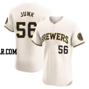 Janson Junk Men's Milwaukee Brewers Cream Elite Home Jersey