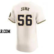 Janson Junk Men's Milwaukee Brewers Cream Elite Home Jersey