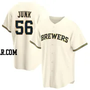 Janson Junk Men's Milwaukee Brewers Cream Replica Home Jersey