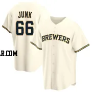 Janson Junk Men's Milwaukee Brewers Cream Replica Home Jersey