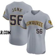 Janson Junk Men's Milwaukee Brewers Gray Elite Road Jersey