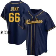 Janson Junk Men's Milwaukee Brewers Navy Replica Alternate Jersey