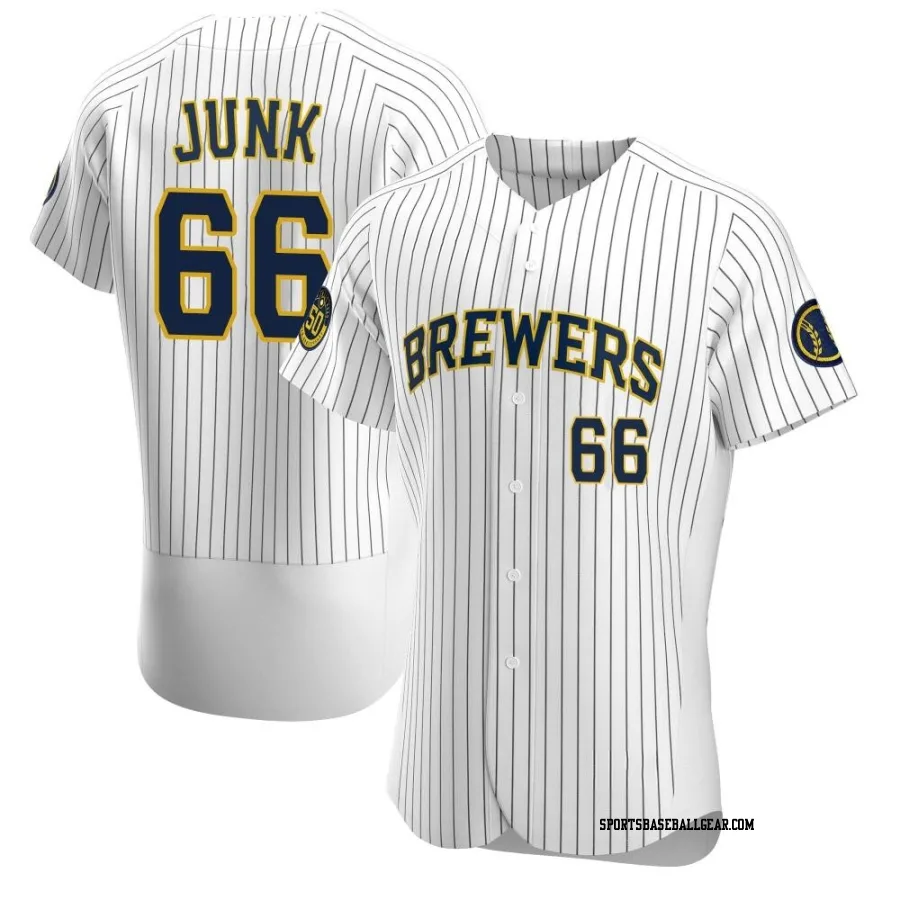 Janson Junk Men's Milwaukee Brewers White Authentic Alternate Jersey