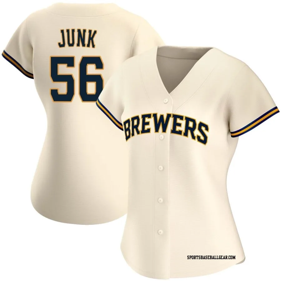 Janson Junk Women's Milwaukee Brewers Cream Authentic Home Jersey