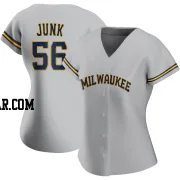 Janson Junk Women's Milwaukee Brewers Gray Replica Road Jersey