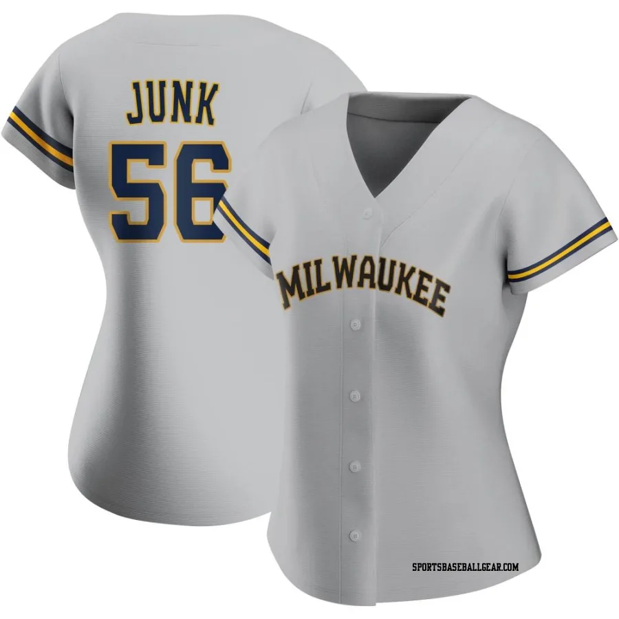 Janson Junk Women's Milwaukee Brewers Gray Replica Road Jersey