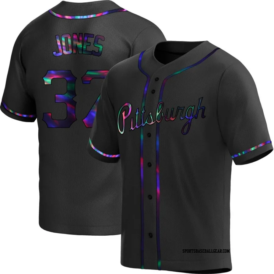 Jared Jones Men's Pittsburgh Pirates Black Holographic Replica Alternate Jersey