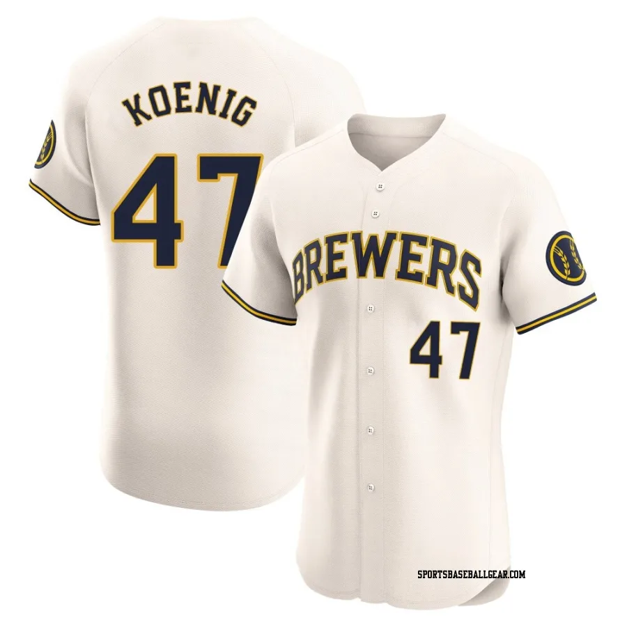 Jared Koenig Men's Milwaukee Brewers Cream Elite Home Jersey