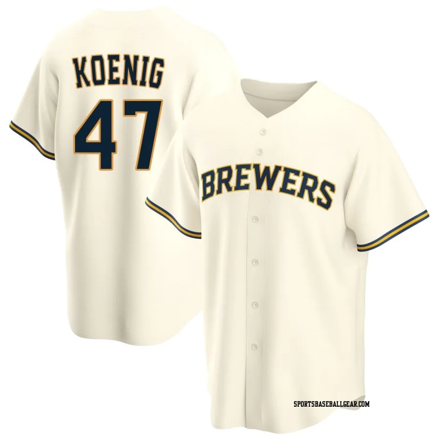 Jared Koenig Men's Milwaukee Brewers Cream Replica Home Jersey