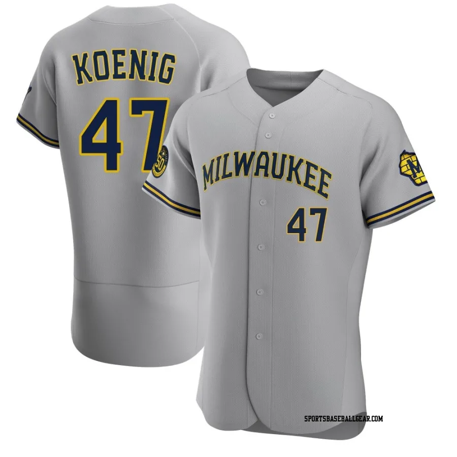 Jared Koenig Men's Milwaukee Brewers Gray Authentic Road Jersey