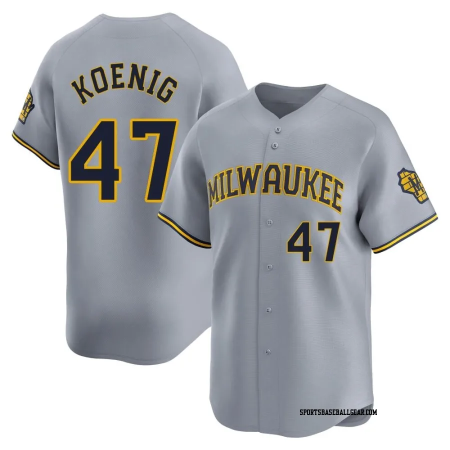 Jared Koenig Men's Milwaukee Brewers Gray Limited Away Jersey