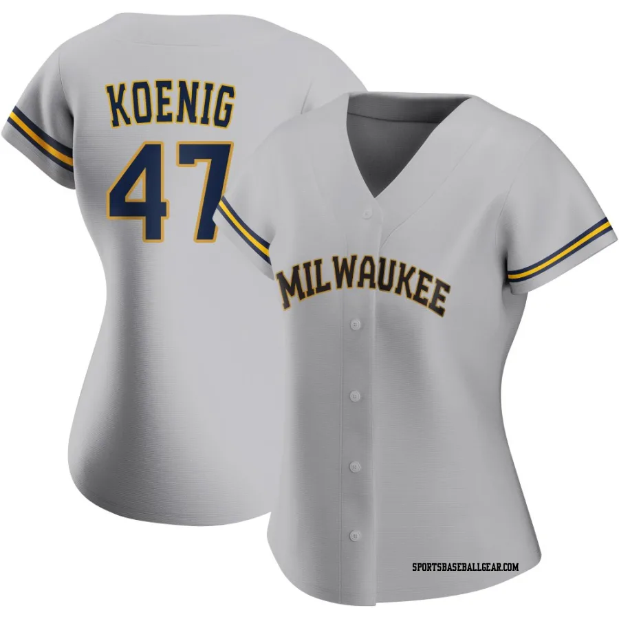 Jared Koenig Women's Milwaukee Brewers Gray Authentic Road Jersey