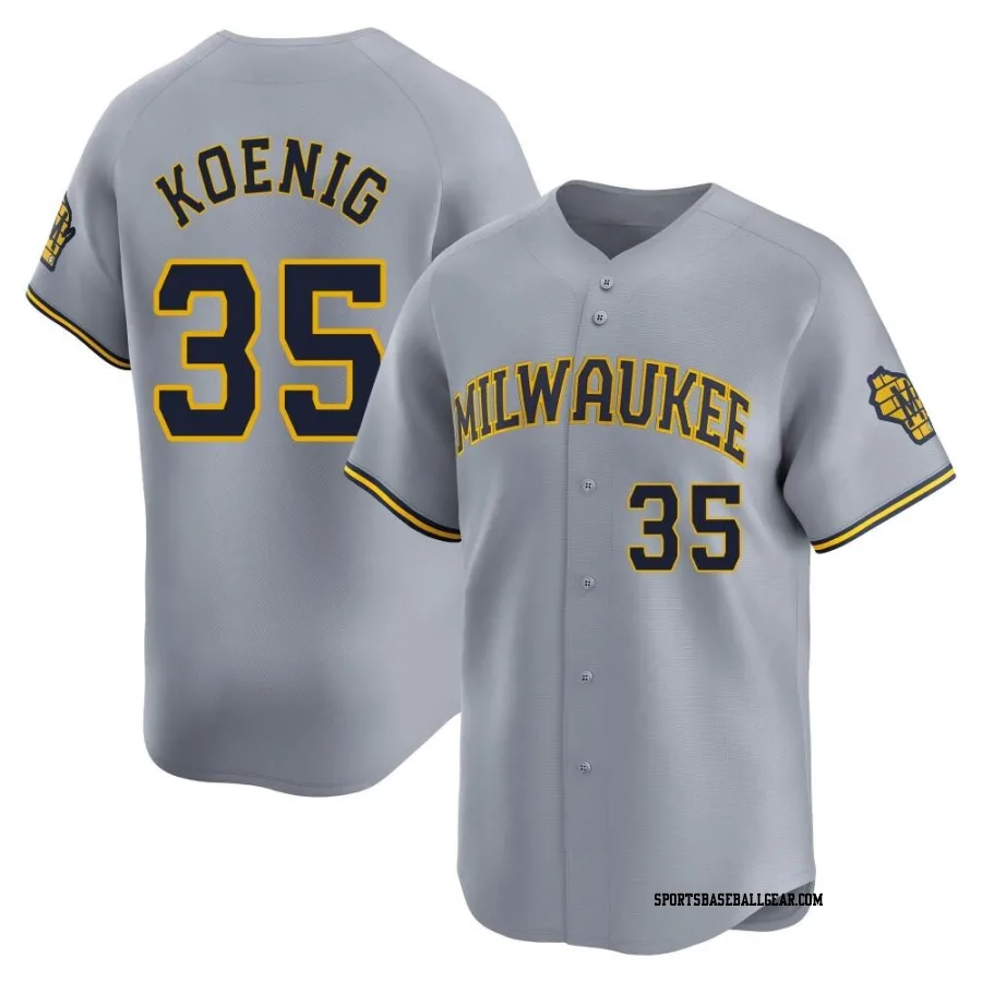 Jared Koenig Youth Milwaukee Brewers Gray Limited Away Jersey