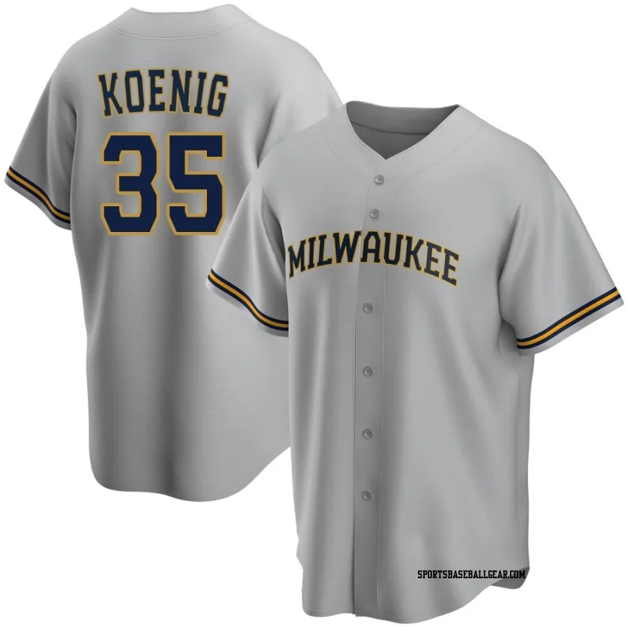 Jared Koenig Youth Milwaukee Brewers Gray Replica Road Jersey