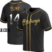 Jared Oliva Men's Pittsburgh Pirates Black Golden Replica Alternate Jersey