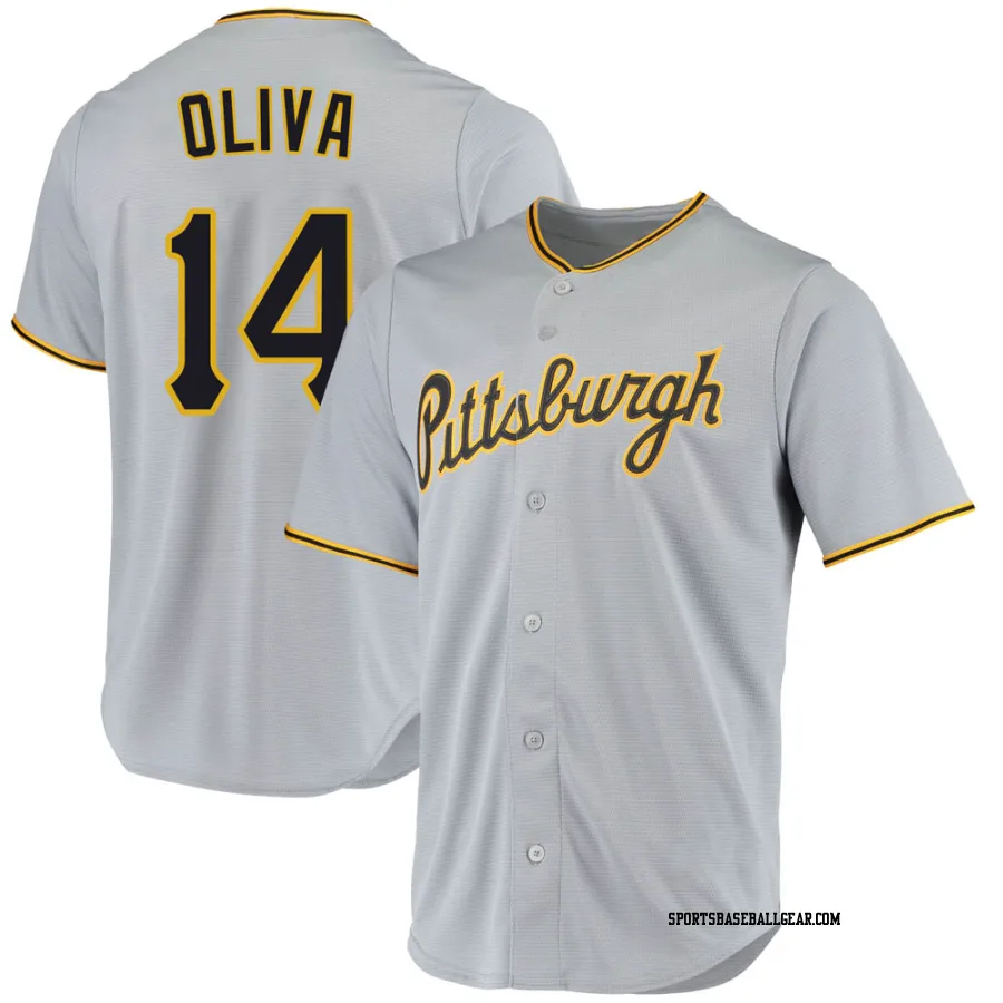 Jared Oliva Men's Pittsburgh Pirates Gray Replica Road Jersey