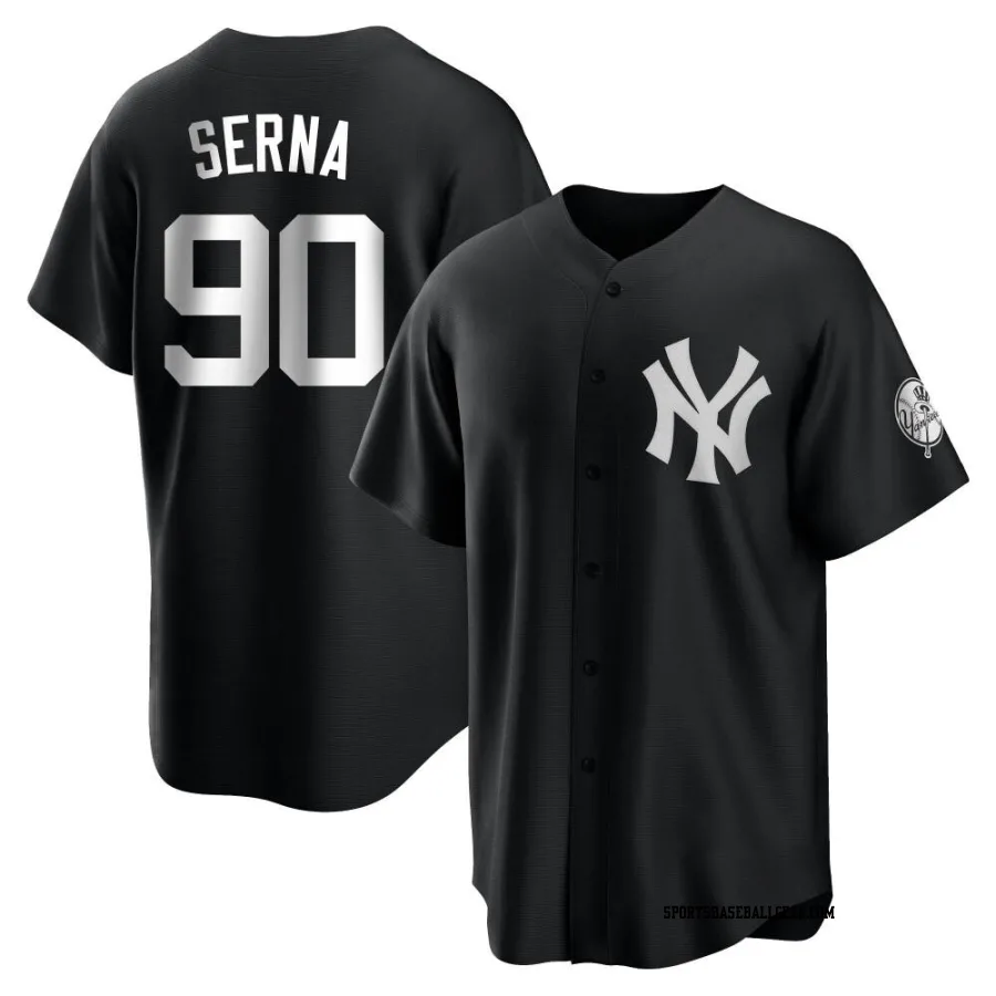 Jared Serna Men's New York Yankees Black/White Replica Jersey