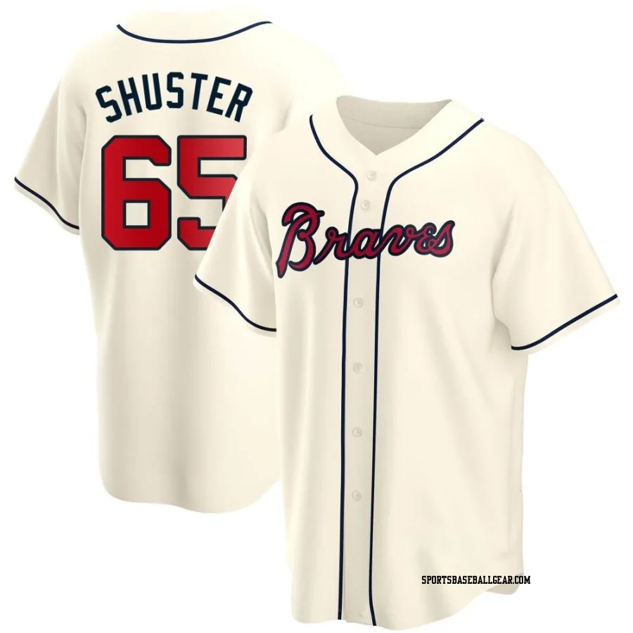 Jared Shuster Men's Atlanta Braves Cream Replica Alternate Jersey