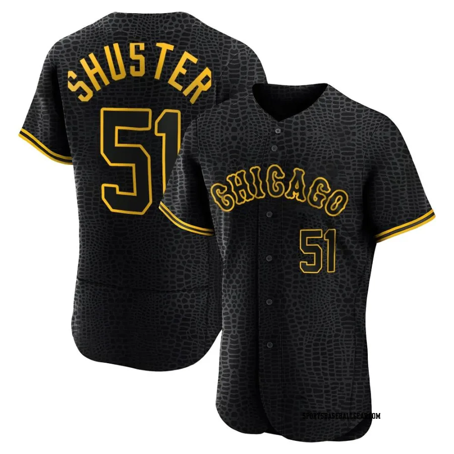 Jared Shuster Men's Chicago White Sox Black Authentic Snake Skin City Jersey