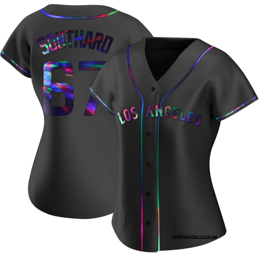 Jared Southard Women's Los Angeles Angels Black Holographic Replica Alternate Jersey