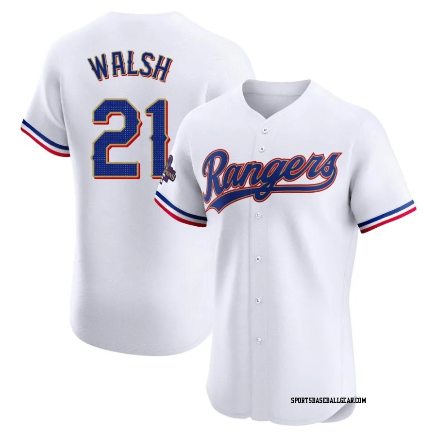 Jared Walsh Men's Texas Rangers Gold Elite White 2024 Collection Jersey