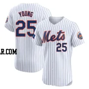 Jared Young Men's New York Mets White Elite Home Patch Jersey