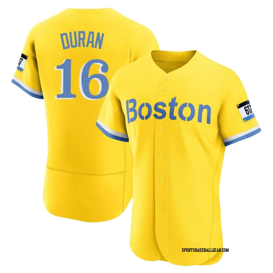 Jarren Duran Men's Boston Red Sox Gold/Light Authentic Blue 2021 City Connect Jersey