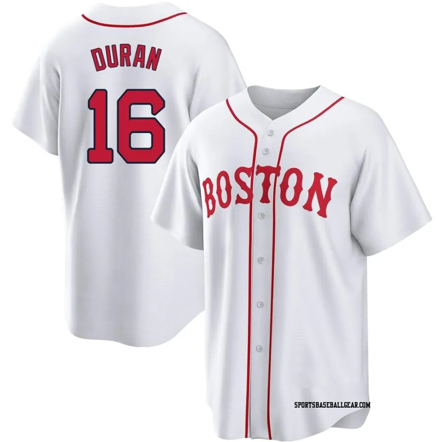 Jarren Duran Youth Boston Red Sox White Replica 2021 Patriots' Day Jersey