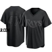 Jason Adam Men's Tampa Bay Rays Black Replica Pitch Fashion Jersey