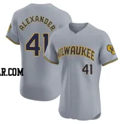 Jason Alexander Men's Milwaukee Brewers Gray Elite Road Jersey