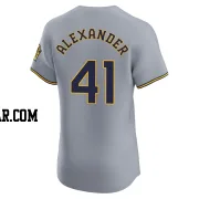 Jason Alexander Men's Milwaukee Brewers Gray Elite Road Jersey