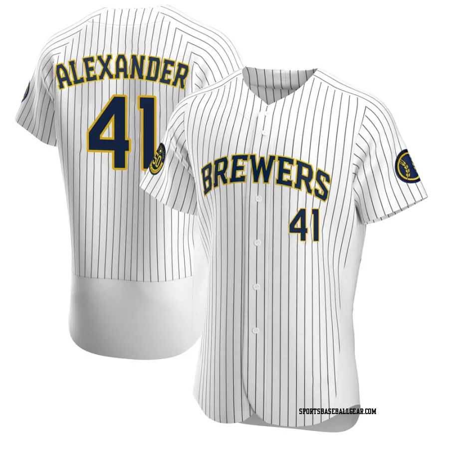 Jason Alexander Men's Milwaukee Brewers White Authentic Alternate Jersey