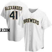 Jason Alexander Men's Milwaukee Brewers White Replica Home Jersey