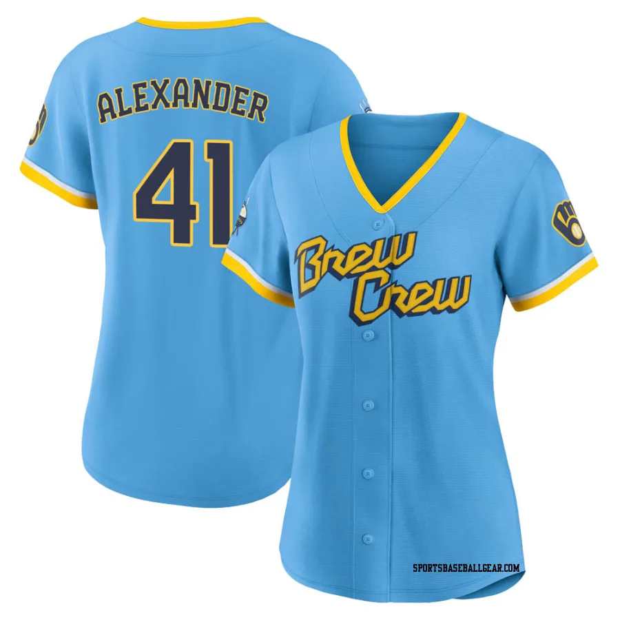 Jason Alexander Women's Milwaukee Brewers Blue Authentic Powder 2022 City Connect Jersey