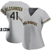 Jason Alexander Women's Milwaukee Brewers Gray Authentic Road Jersey