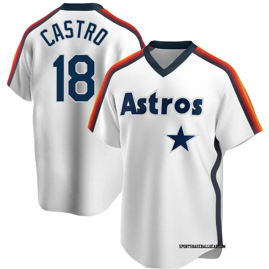 Jason Castro Men's Houston Astros White Replica Home Cooperstown Collection Team Jersey