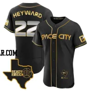 Jason Heyward Men's Houston Astros Black/Gold Authentic 2023 Space City Ready 2 Reign Flex Base Jersey