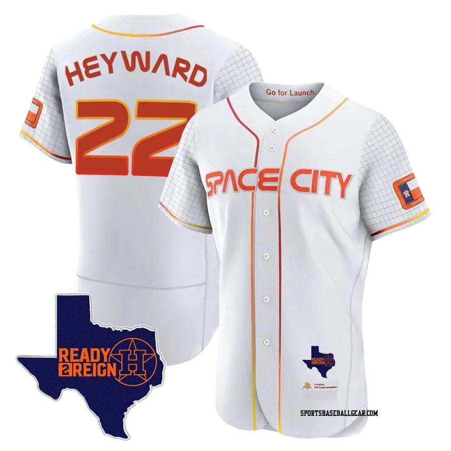 Jason Heyward Men's Houston Astros White Authentic 2023 Space City Ready 2 Reign Flex Base Jersey