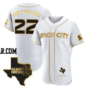 Jason Heyward Men's Houston Astros White/Gold Authentic 2023 Space City Ready 2 Reign Flex Base Jersey