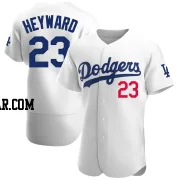 Jason Heyward Men's Los Angeles Dodgers White Authentic Home Jersey