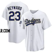 Jason Heyward Men's Los Angeles Dodgers White/Gold Replica 2021 Gold Program Player Jersey