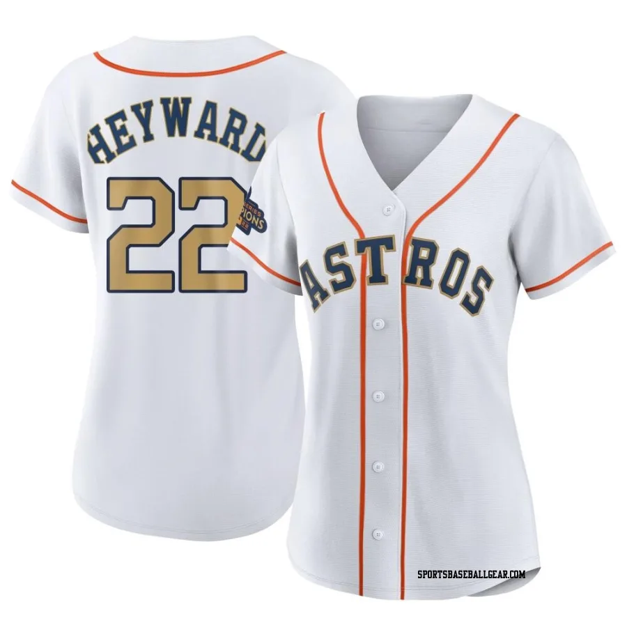 Jason Heyward Women's Houston Astros Gold Replica White 2023 Collection Jersey