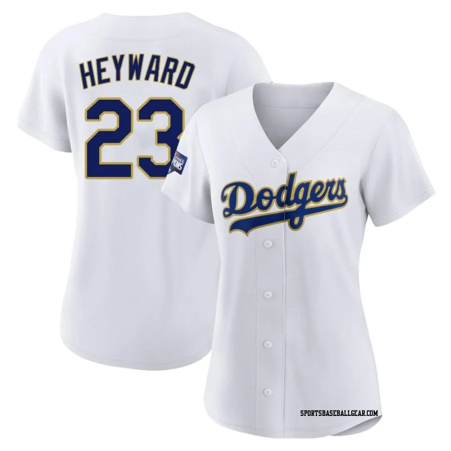 Jason Heyward Women's Los Angeles Dodgers White/Gold Replica 2021 Gold Program Player Jersey