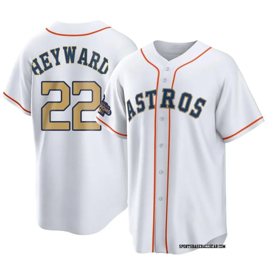 Jason Heyward Youth Houston Astros Gold Replica White 2023 Collection Jersey