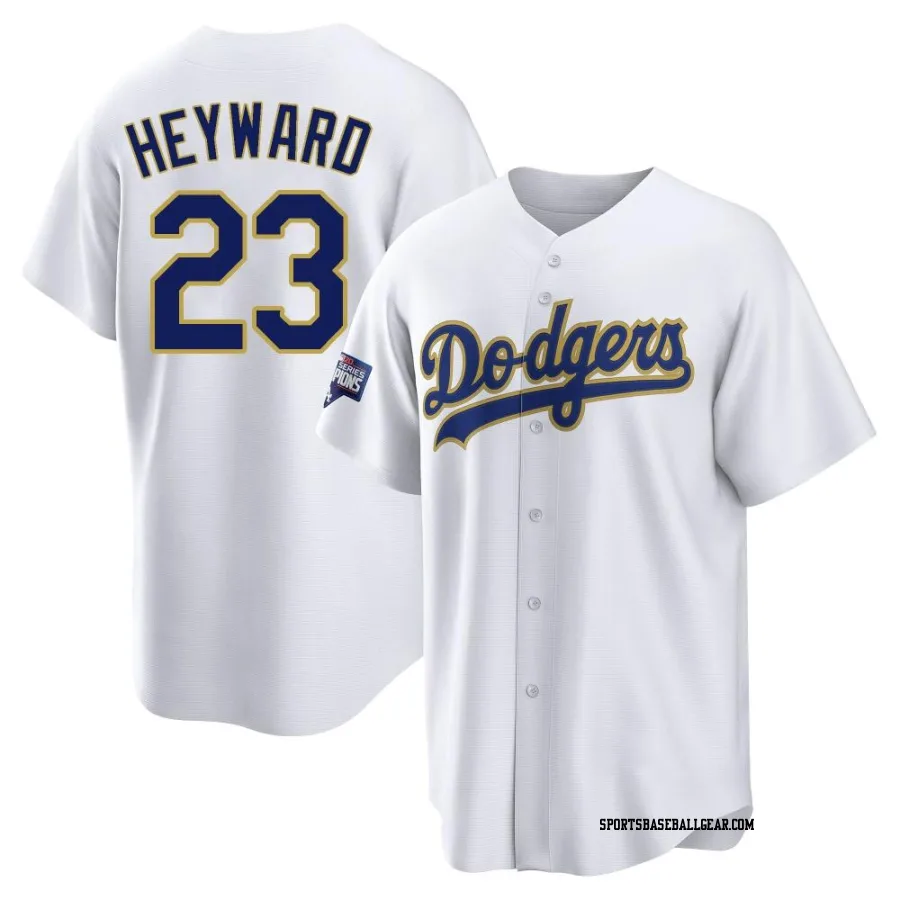 Jason Heyward Youth Los Angeles Dodgers White/Gold Replica 2021 Gold Program Player Jersey