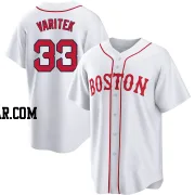 Jason Varitek Men's Boston Red Sox White Replica 2021 Patriots' Day Jersey