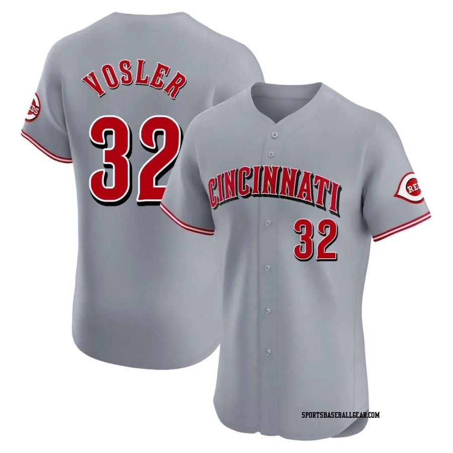 Jason Vosler Men's Cincinnati Reds Gray Elite Road Jersey