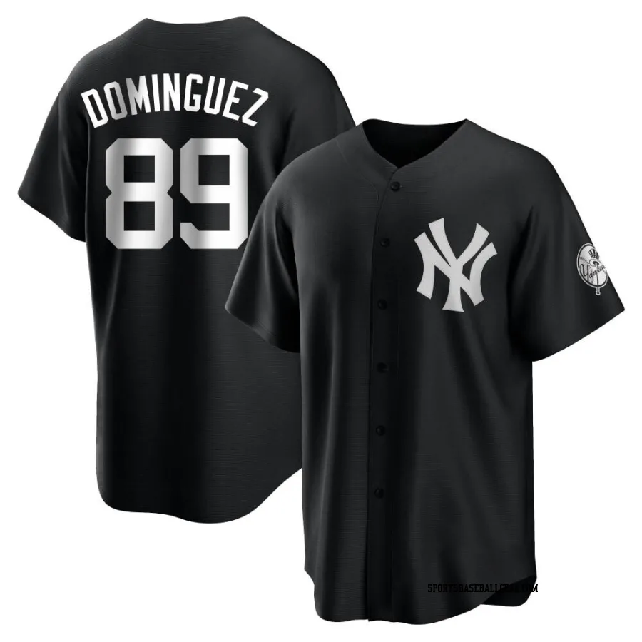 Jasson Dominguez Youth New York Yankees Black/White Replica Jersey